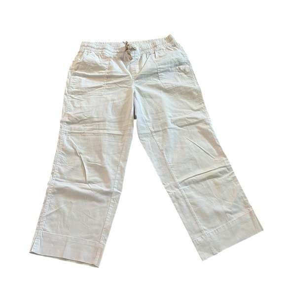 Land ‘n Sea white cotton drawstring pants women’s size 8 | stretch travel beach - Picture 1 of 12